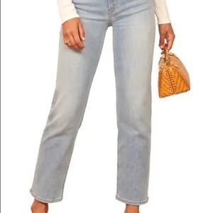 Reformation Claudia High Waist Relaxed Fit Organic Cotton Jeans in Curacao